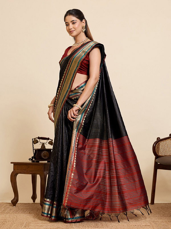Maahi 220 Party Wear Zari Weaving Worked Pure Silk Saree with Un Stitched blouse