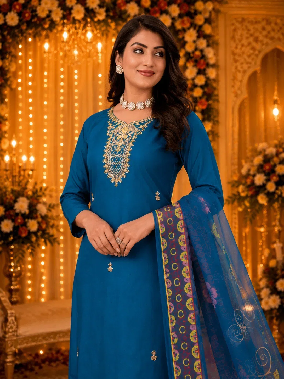 9Star Moon Hit Cotton Blend Embroidery Worked Kurti Set Collection