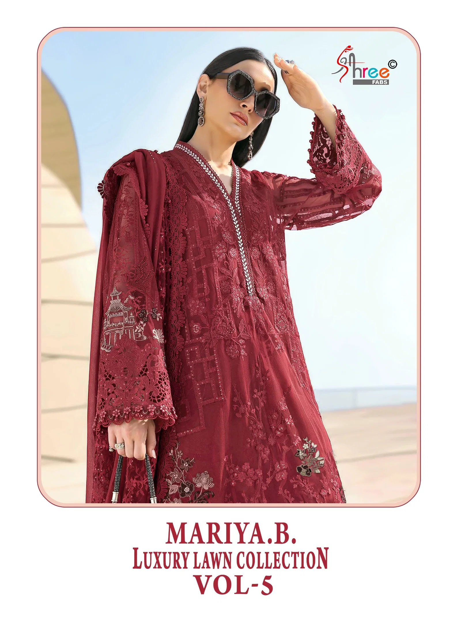 Shree Maria B Luxury Lawn Collection Vol 5 Kota Doriya Dupatta Cotton Salwar Kameez
