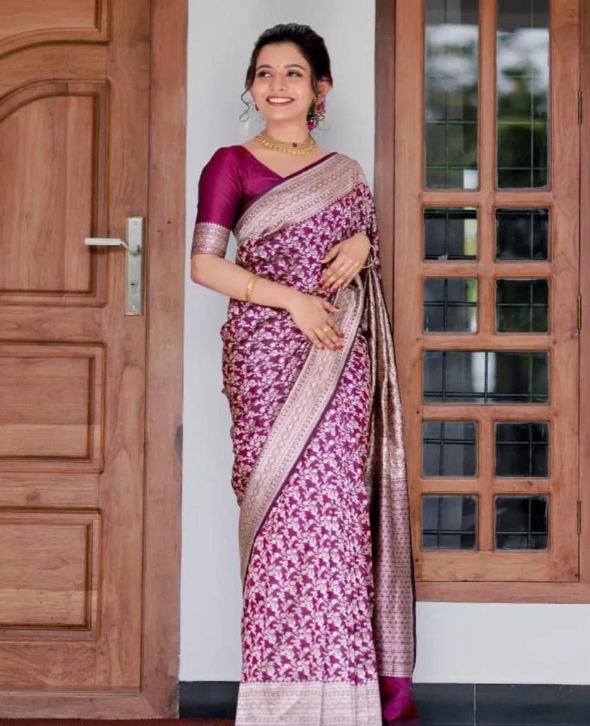 Soft Silk 7005 Lichi Silk jacquard Work Saree Collection