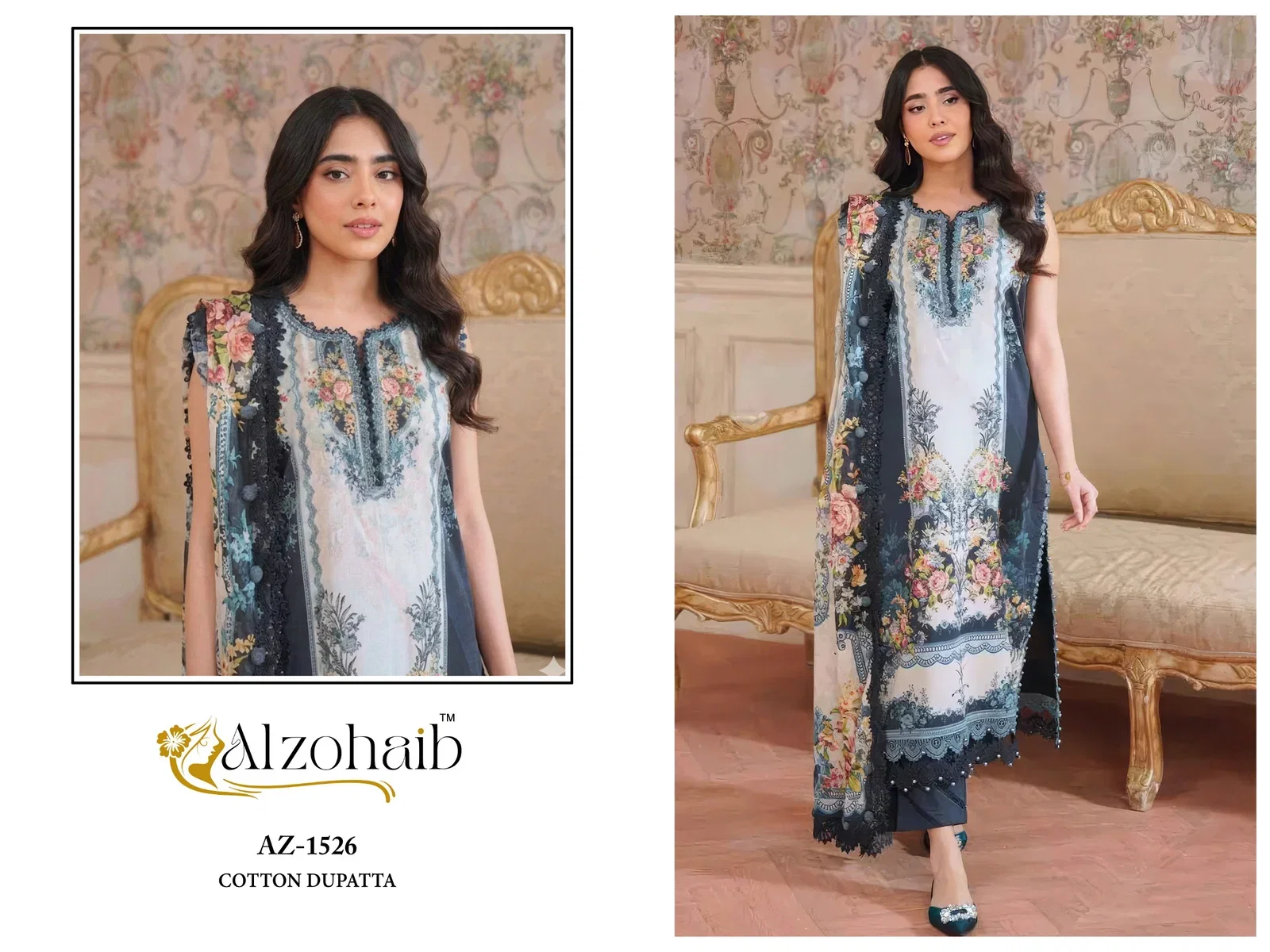 Alzohaib Aaliyah Vol 1 Cotton Dupatta Cotton Embroidered Salwar Kameez