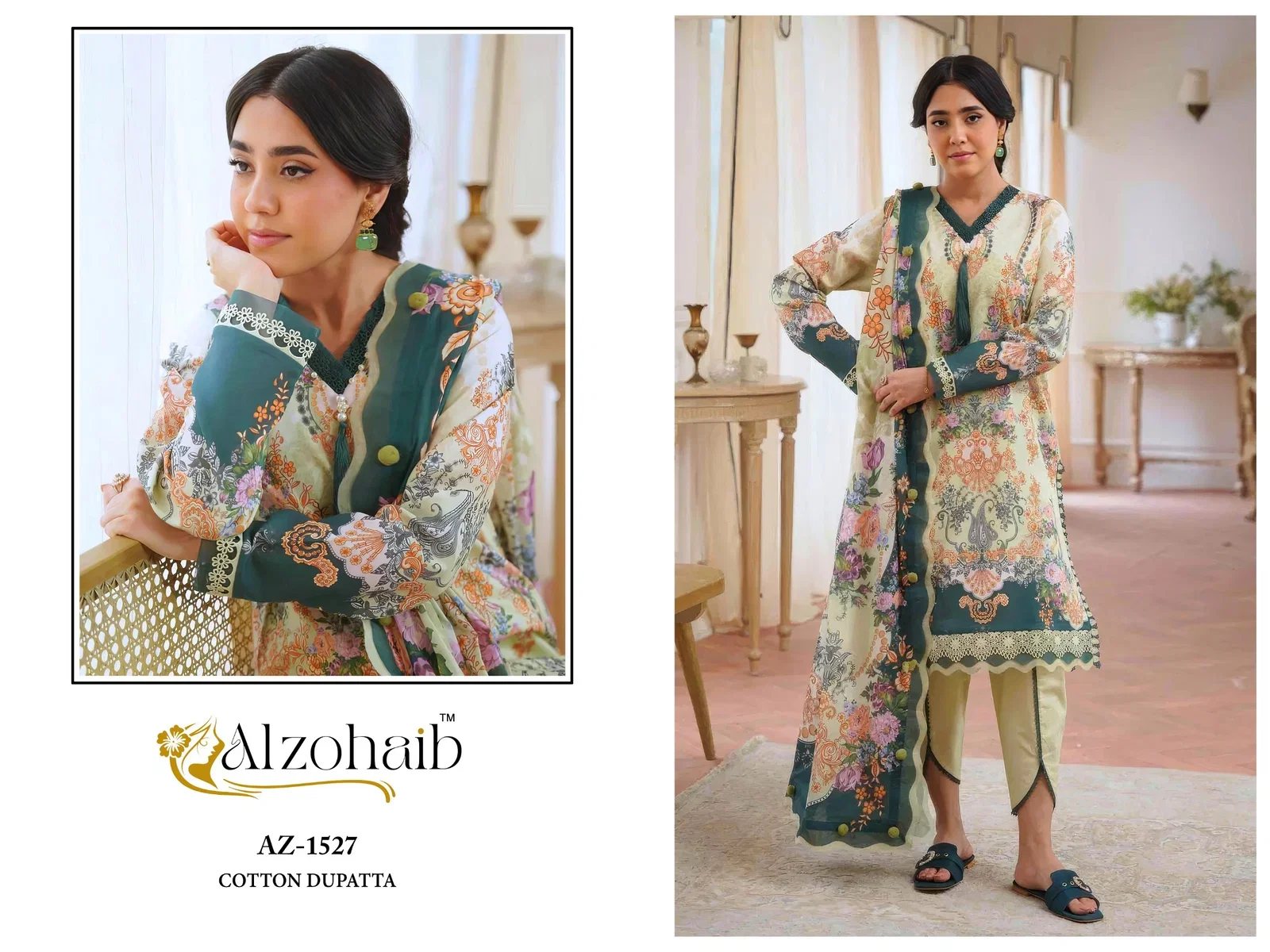 Alzohaib Aaliyah Vol 1 Cotton Dupatta Cotton Embroidered Salwar Kameez