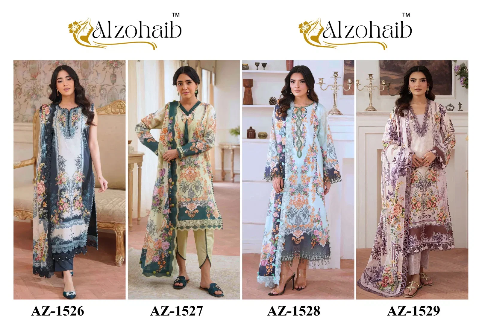 Alzohaib Aaliyah Vol 1 Cotton Dupatta Cotton Embroidered Salwar Kameez