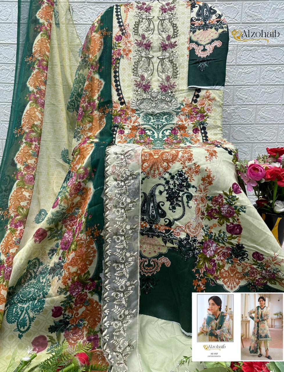 Alzohaib Aaliyah Vol 1 Cotton Dupatta Cotton Embroidered Salwar Kameez