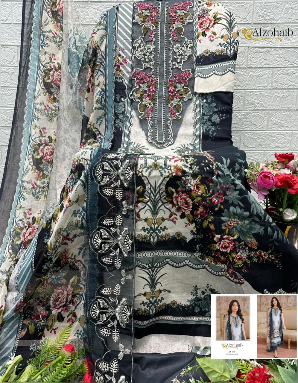 Alzohaib Aaliyah Vol 1 Cotton Dupatta Cotton Embroidered Salwar Kameez