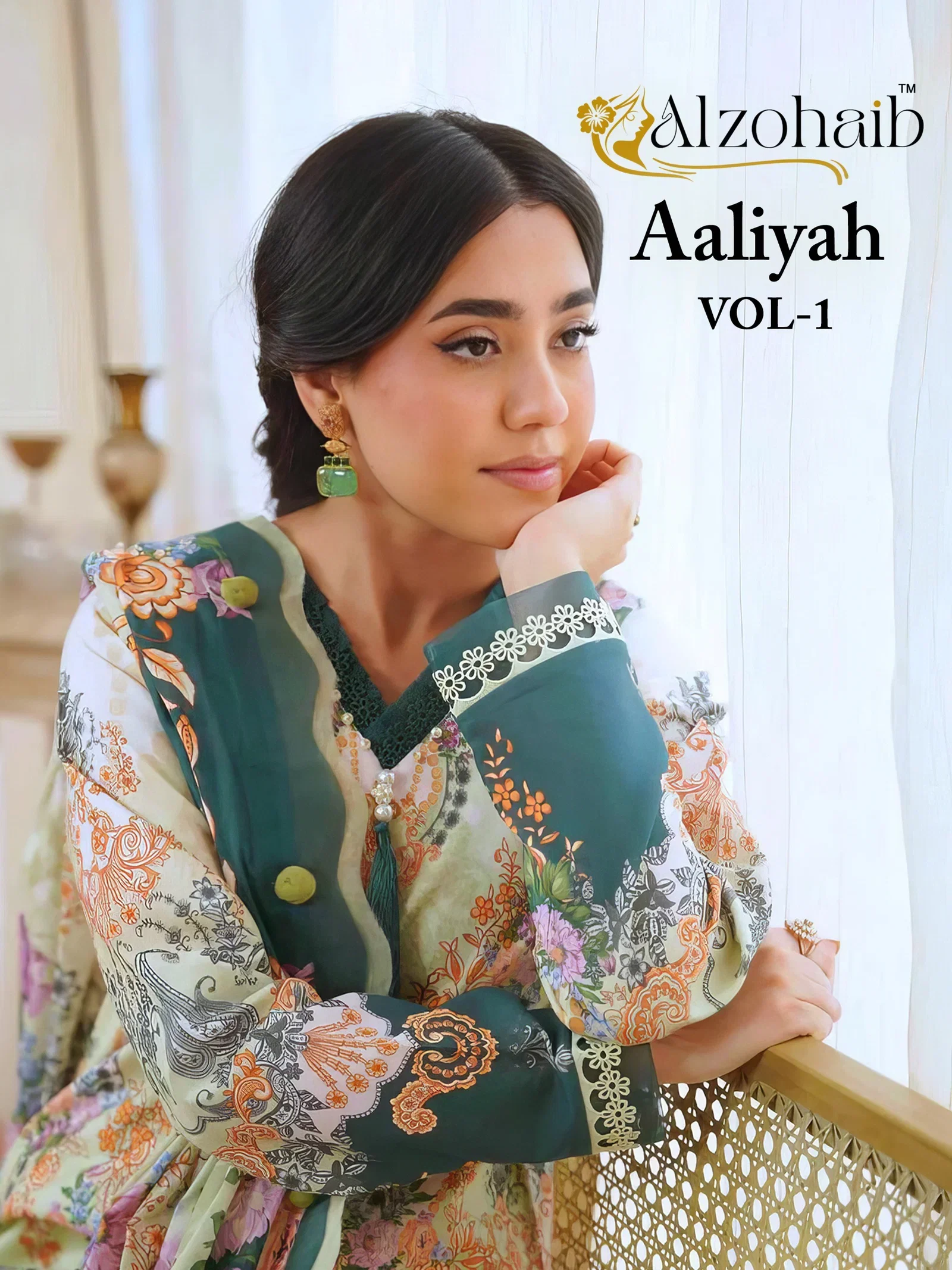 Alzohaib Aaliyah Vol 1 Chiffon Dupatta Cotton Embroidered Salwar Kameez