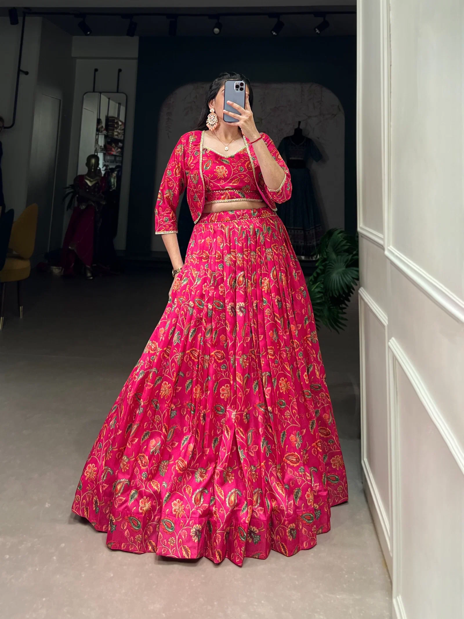 Taraa L 1136 Tasar Silk Floral Printed Co Ord Set Lehenga
