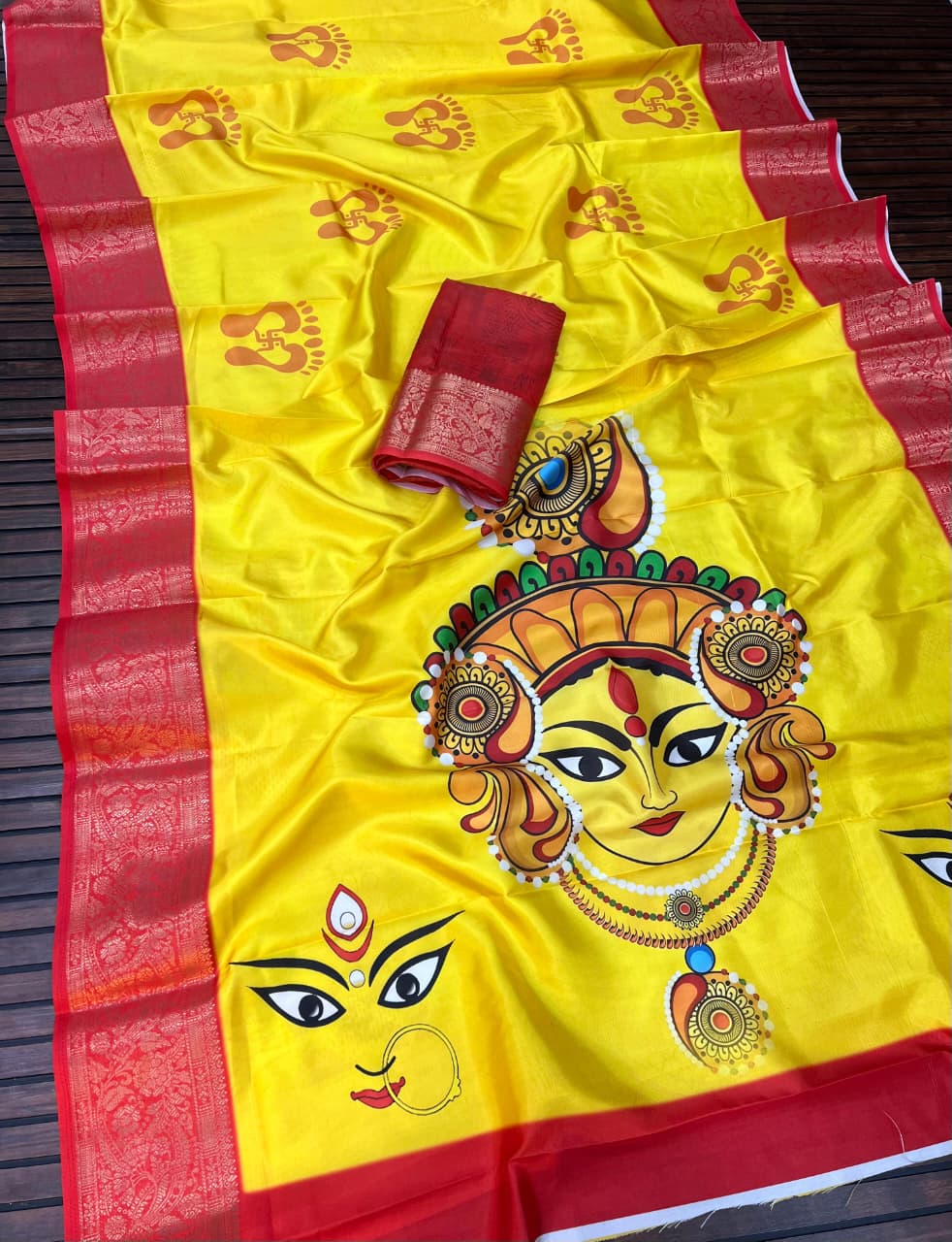 Scjb Durga A Lichi Silk Printed Durga Puja Special Saree Collection