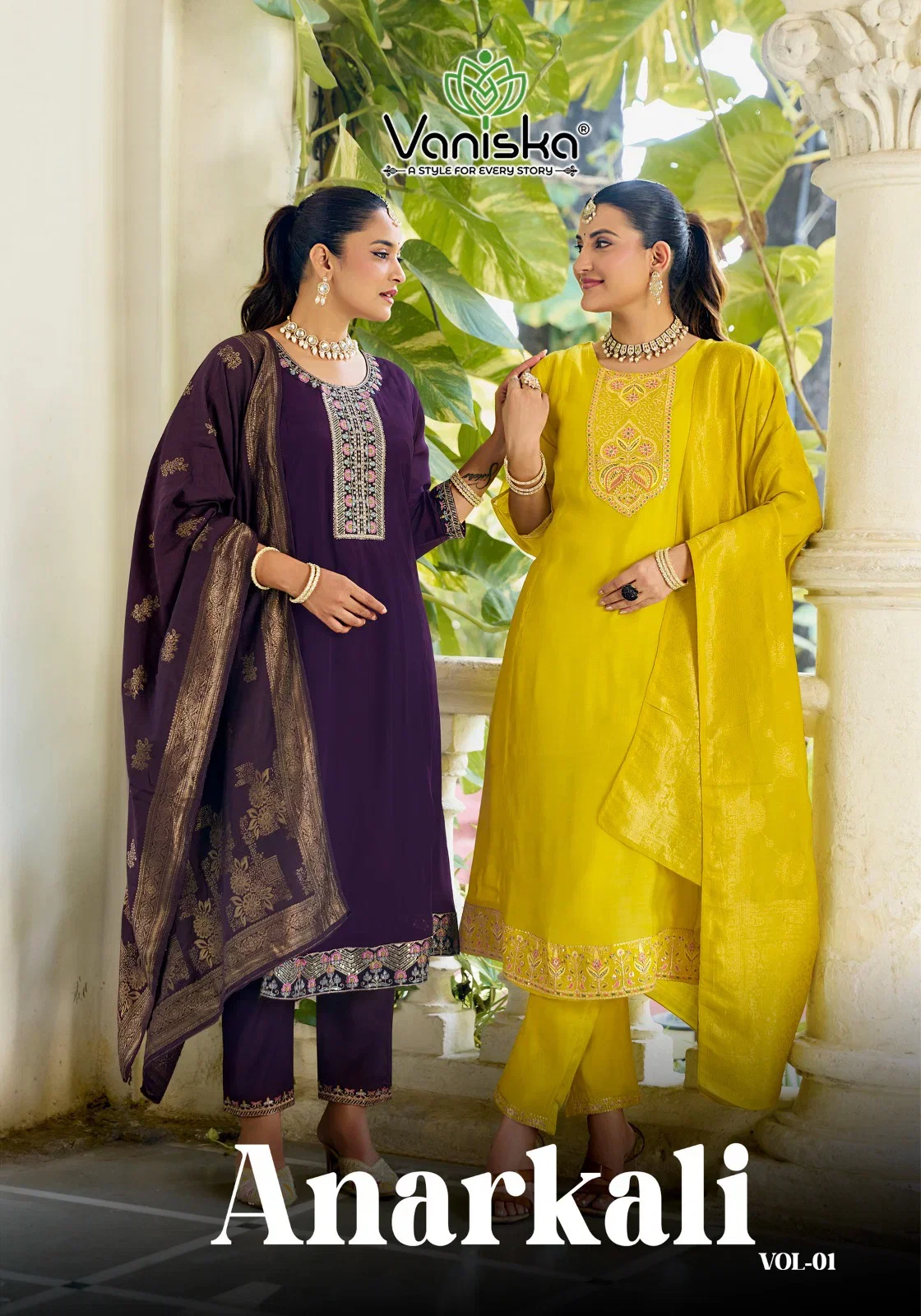 Vaniska Anarkali Vol 1 Mal Chanderi Gown Style Kurti With Bottom Dupatta Collection 
