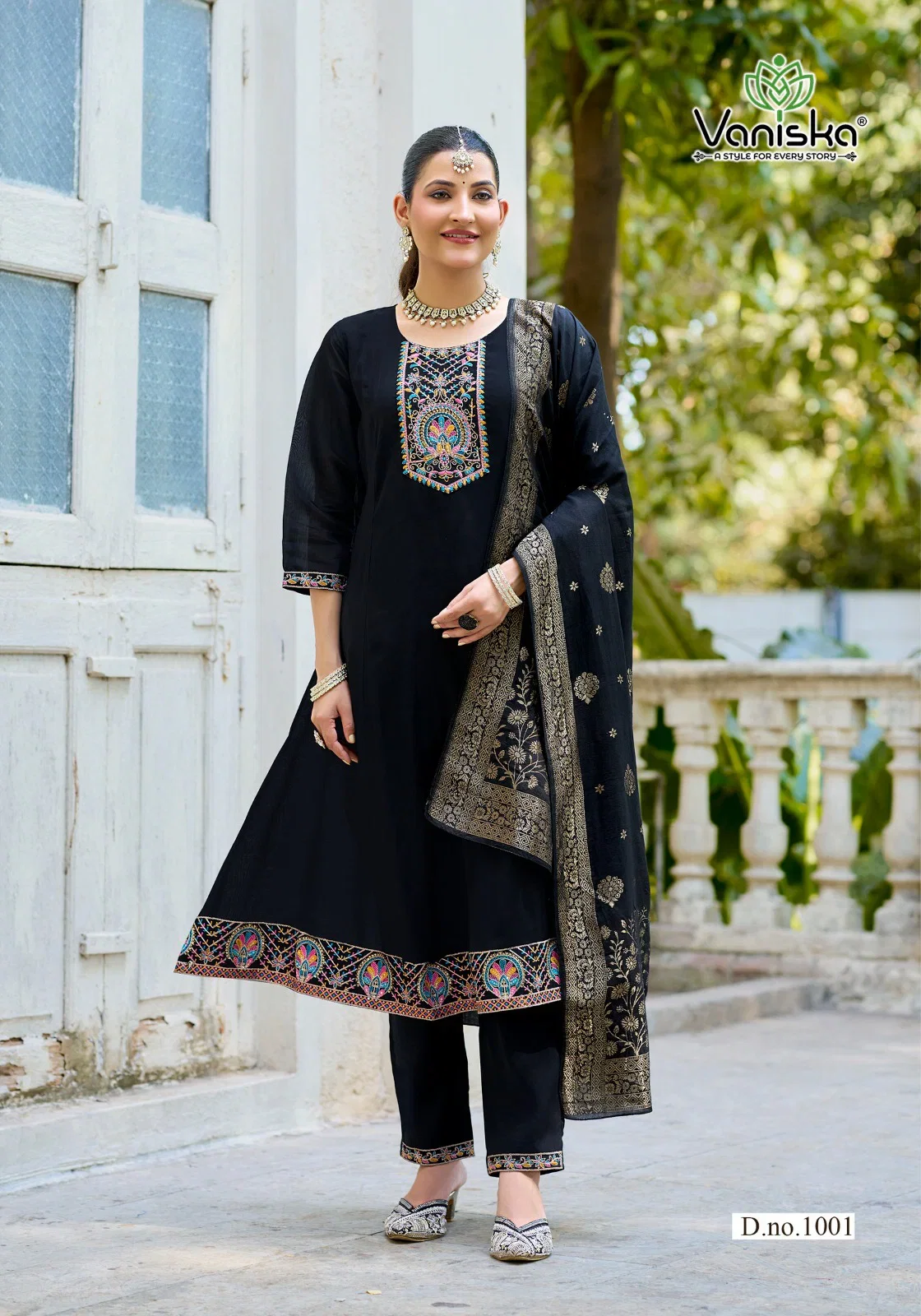 Vaniska Anarkali Vol 1 Mal Chanderi Gown Style Kurti With Bottom Dupatta Collection 