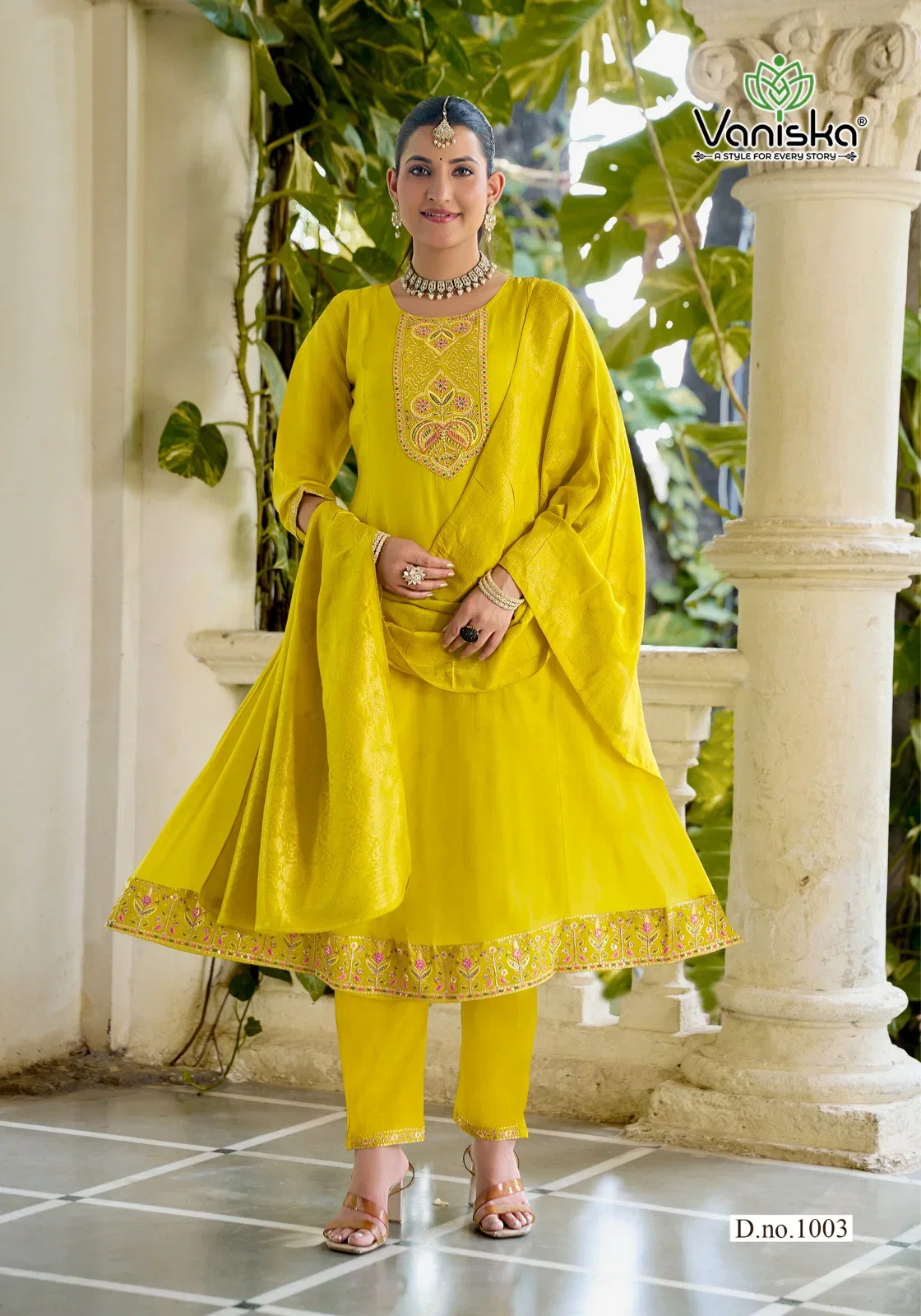 Vaniska Anarkali Vol 1 Mal Chanderi Gown Style Kurti With Bottom Dupatta Collection 