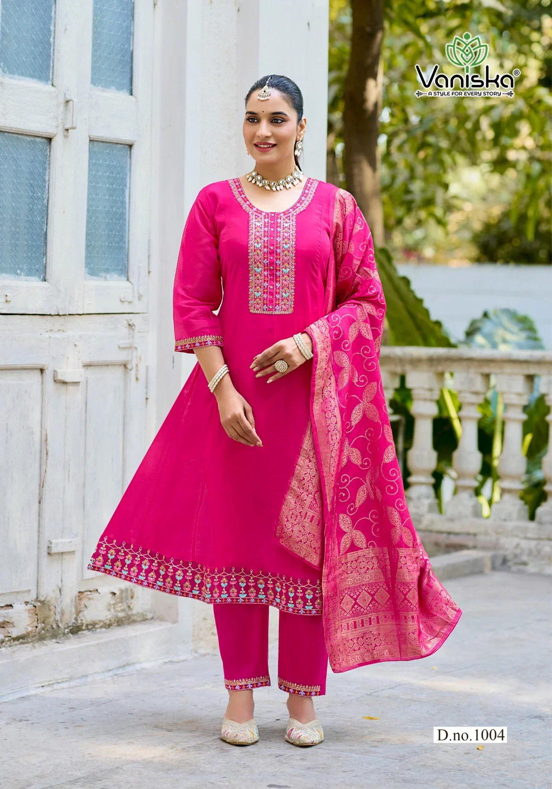 Vaniska Anarkali Vol 1 Mal Chanderi Gown Style Kurti With Bottom Dupatta Collection 