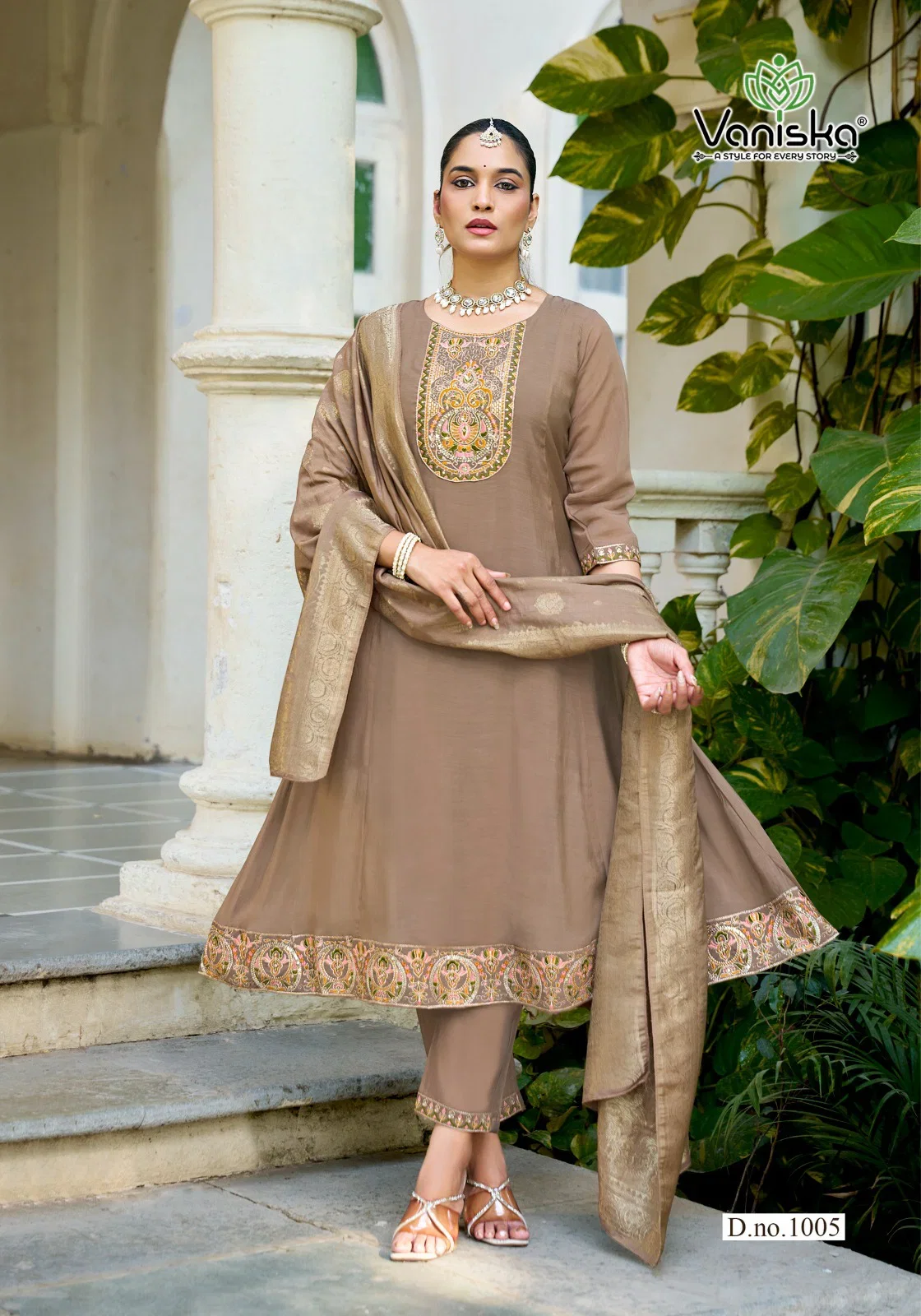 Vaniska Anarkali Vol 1 Mal Chanderi Gown Style Kurti With Bottom Dupatta Collection 