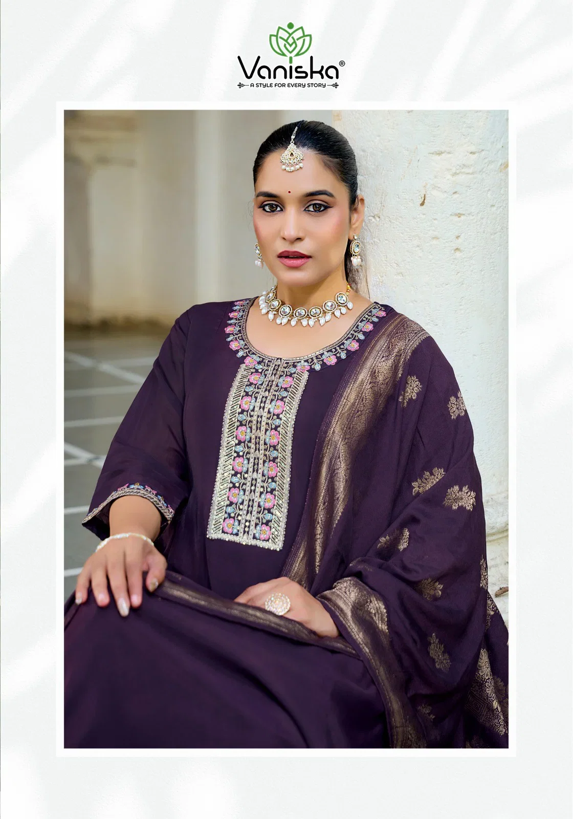 Vaniska Anarkali Vol 1 Mal Chanderi Gown Style Kurti With Bottom Dupatta Collection 