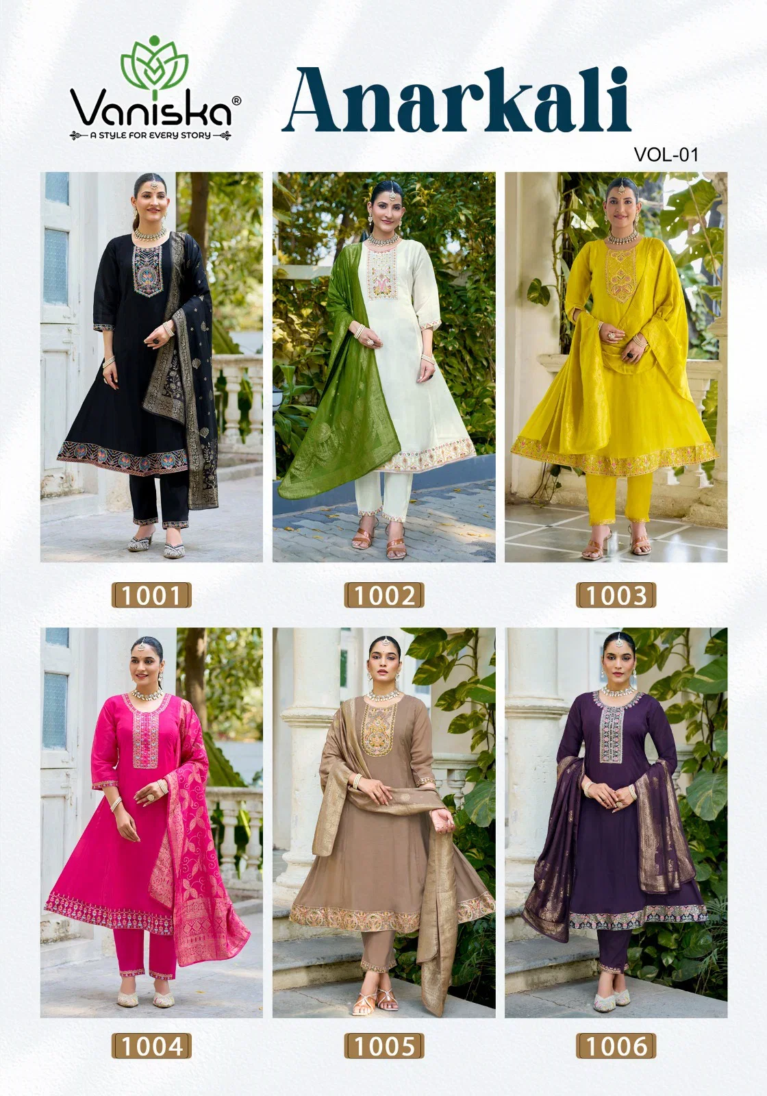 Vaniska Anarkali Vol 1 Mal Chanderi Gown Style Kurti With Bottom Dupatta Collection 
