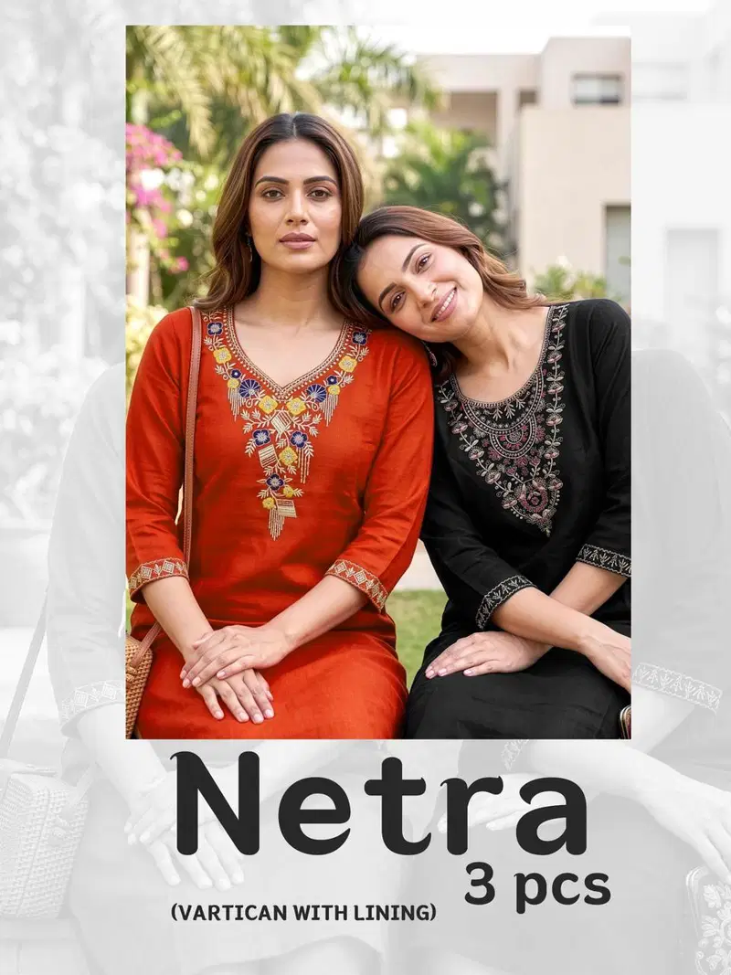 Netra Lining Vol 1 Vartican Plain Embroidery Worked Kurti Set Collection
