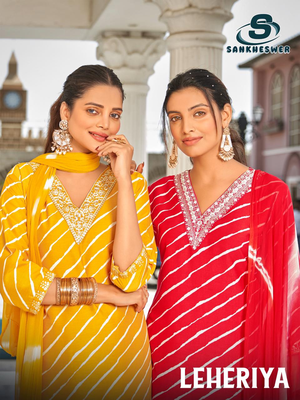 Sankheswer Leheriya Vol 1 Viscose Printed Kurti With Bottom Dupatta Collection 