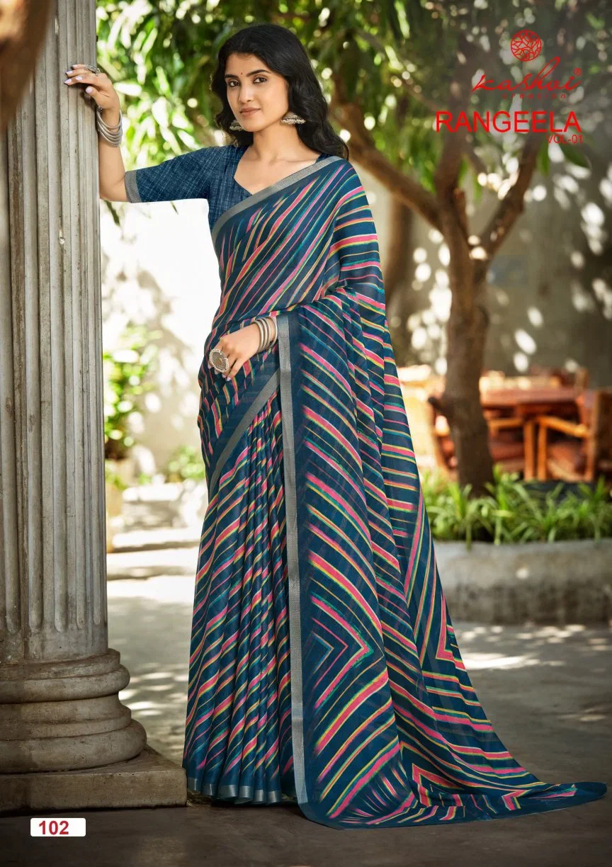 Kashvi Rangeela Vol 1 Dull Moss Printed Saree