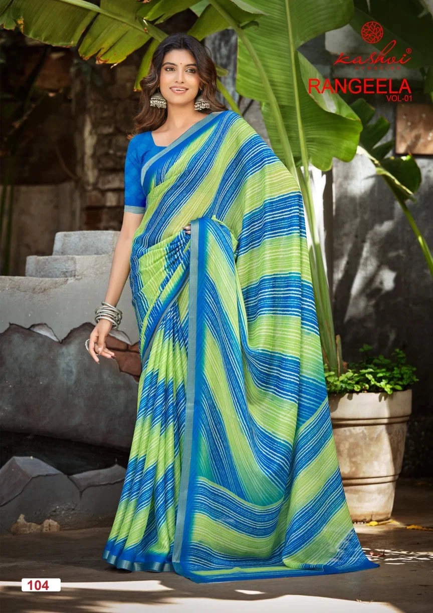 Kashvi Rangeela Vol 1 Dull Moss Printed Saree