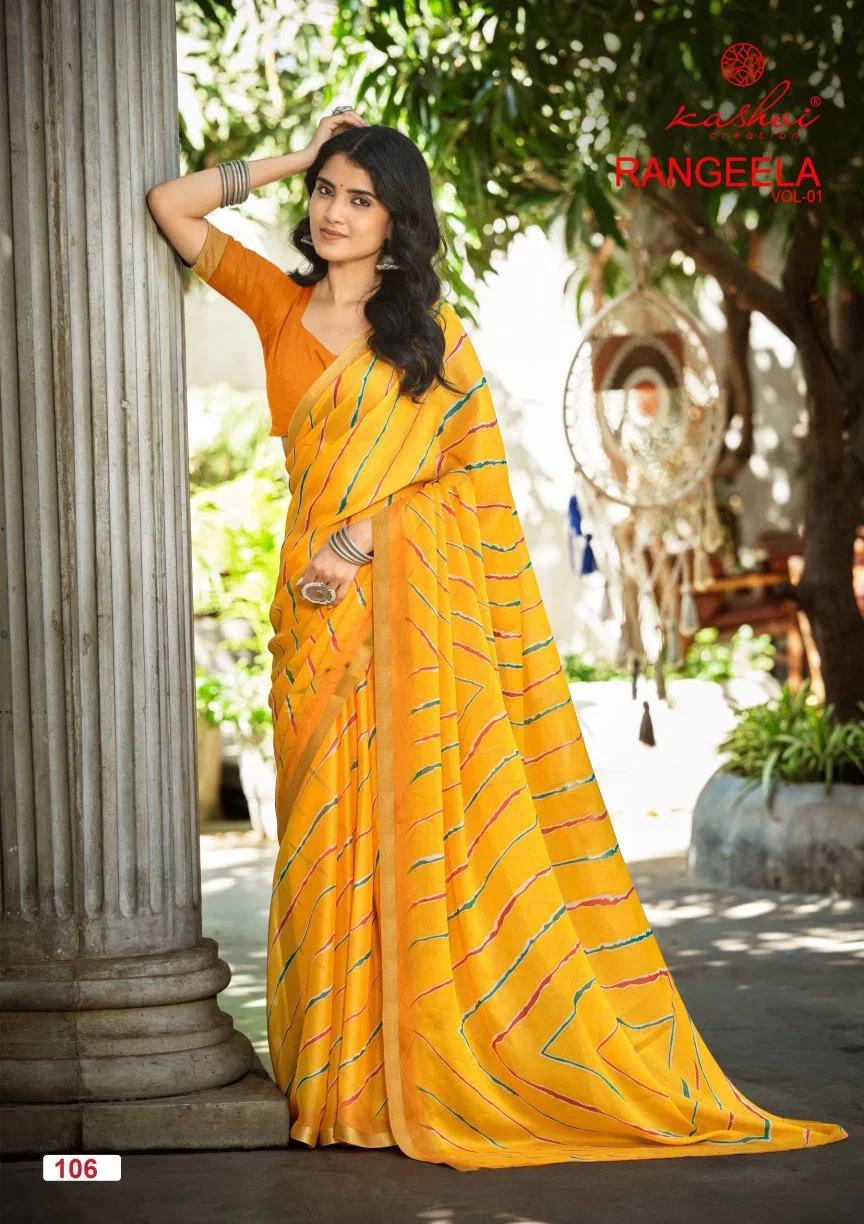 Kashvi Rangeela Vol 1 Dull Moss Printed Saree