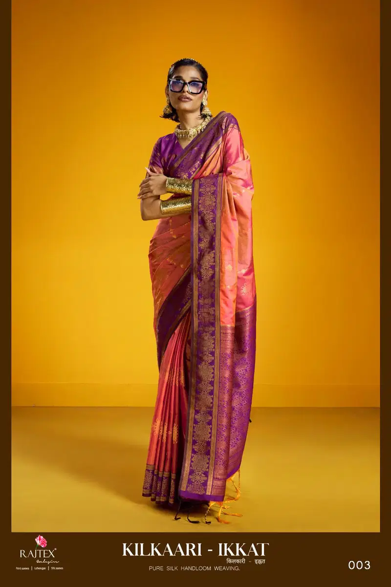 Rajtex Kilkaari Ikkat Pure Silk Handloom Weaving Saree Collection