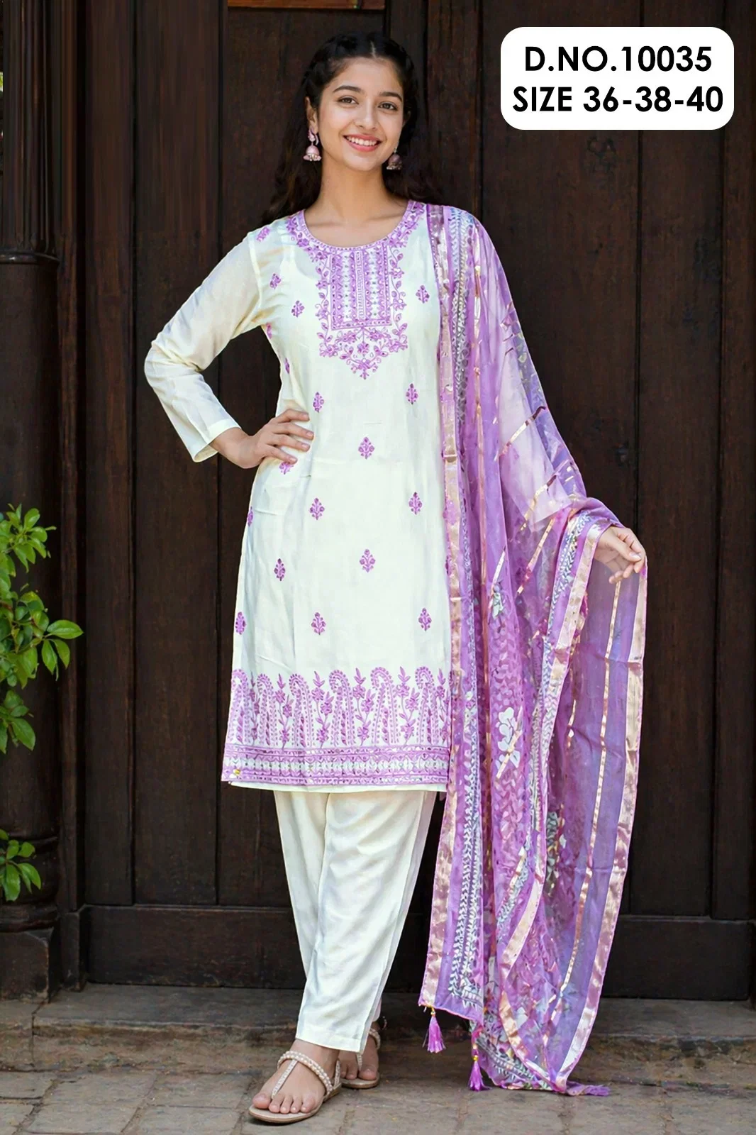 Hanisha 10035 Roman Silk Embroidery Kurti With Pant Dupatta