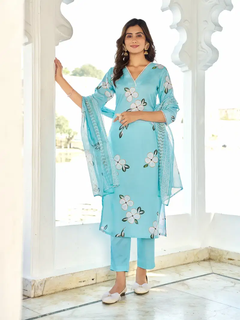 Dhruvi 432 Cotton Printed Kurti Bottom And Dupatta Collection