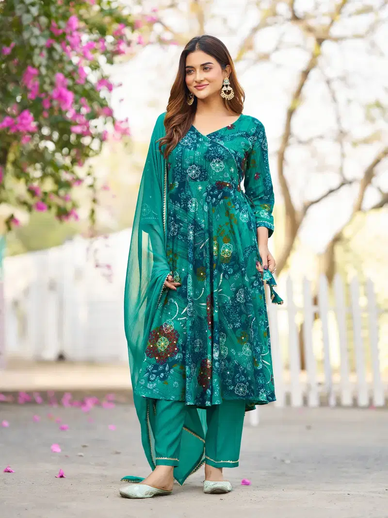Dhruvi 433 Rayon Printed Kurti Pant And Dupatta Collection