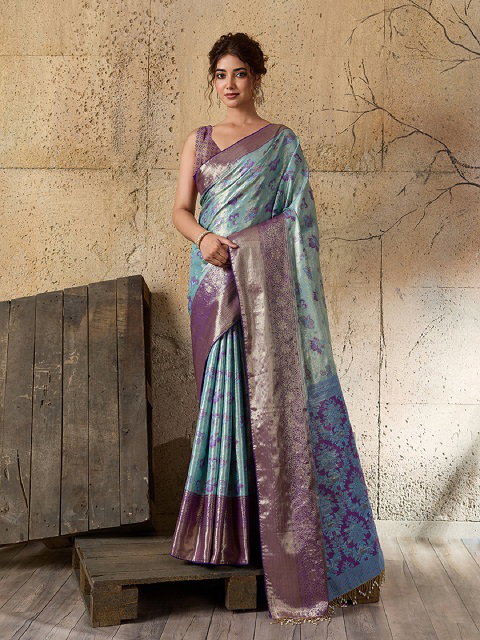 Maahi 221 Party Wear Zari Weaving Worked Kanjivaram Silk Saree with Un Stitched blouse