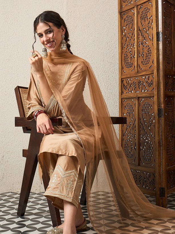 Navya Kurti 252 Party Wear Embroidery Worked Silk Blend Kurti with Bottom and Dupatta