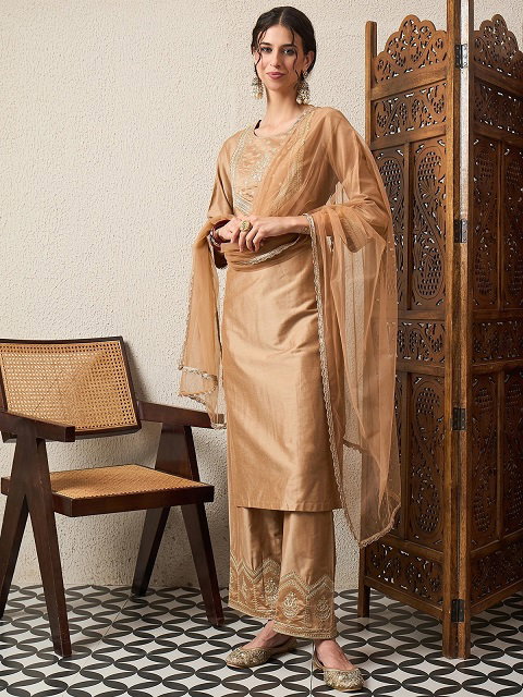 Navya Kurti 252 Party Wear Embroidery Worked Silk Blend Kurti with Bottom and Dupatta