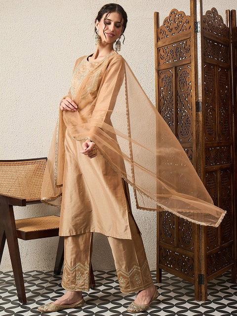 Navya Kurti 252 Party Wear Embroidery Worked Silk Blend Kurti with Bottom and Dupatta