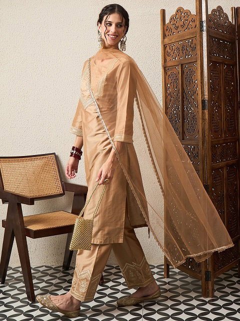 Navya Kurti 252 Party Wear Embroidery Worked Silk Blend Kurti with Bottom and Dupatta
