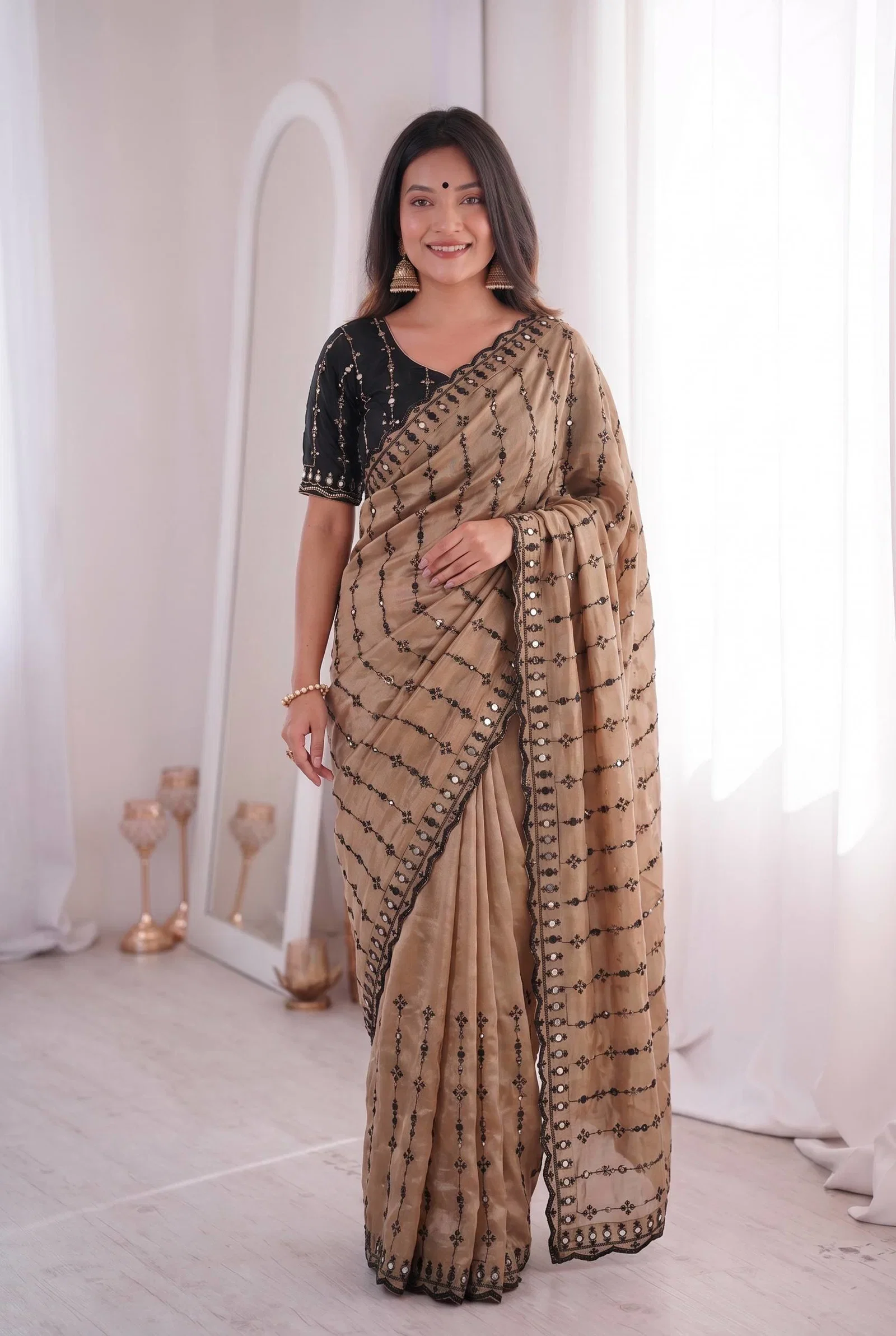 Bt 1310 Viscose Rangoli Embroidery Thread Worked Saree Collecttion