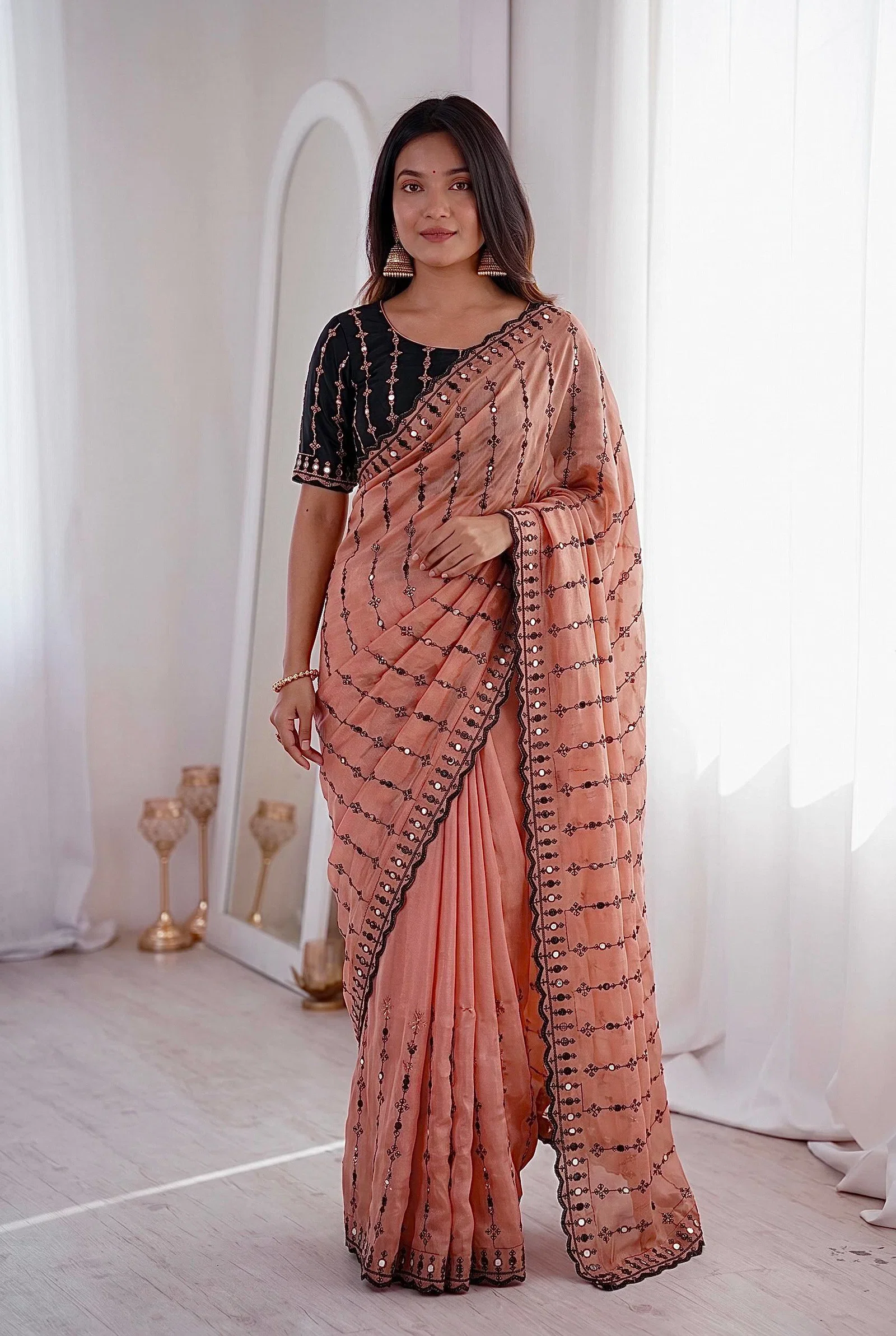 Bt 1310 Viscose Rangoli Embroidery Thread Worked Saree Collecttion