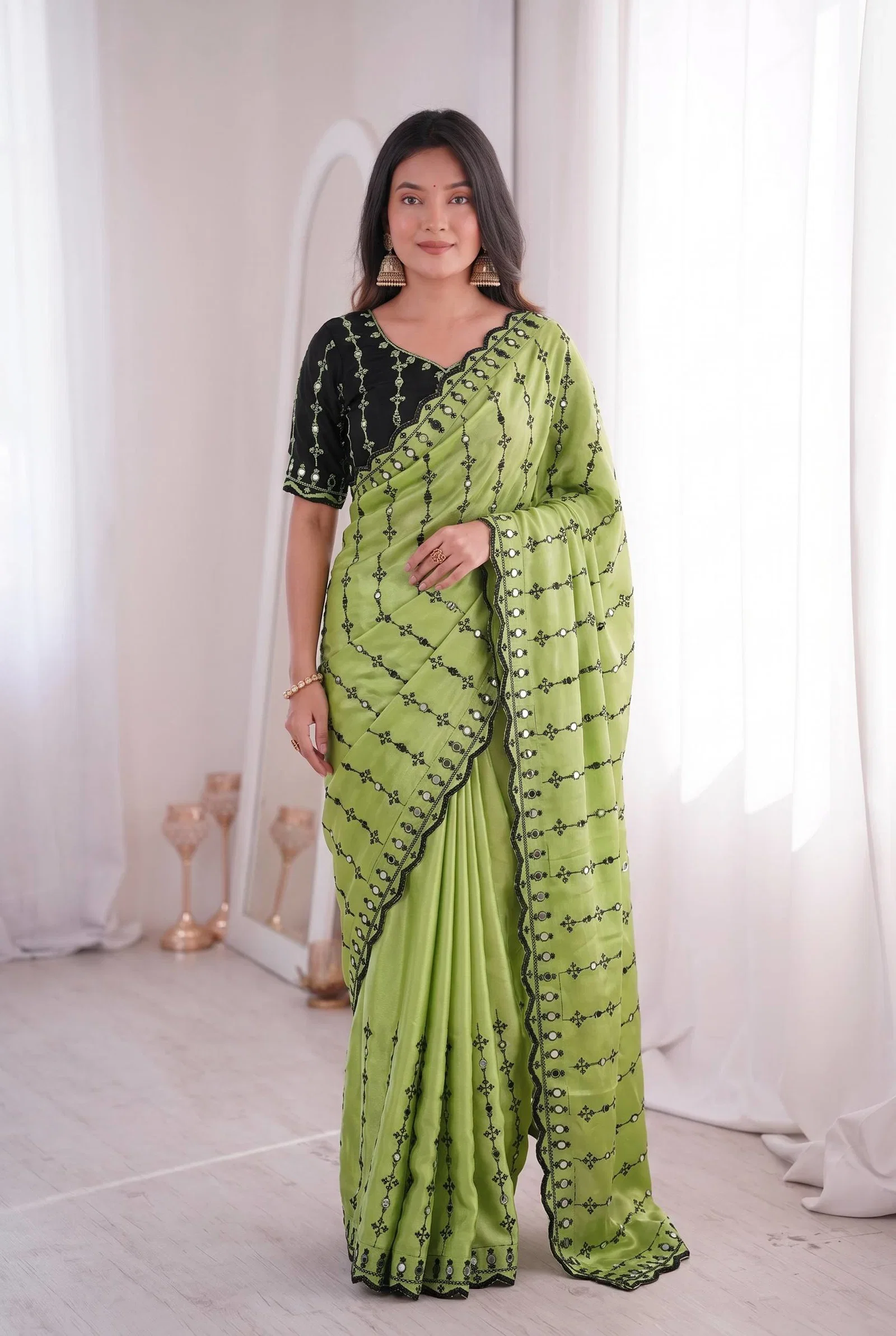 Bt 1310 Viscose Rangoli Embroidery Thread Worked Saree Collecttion