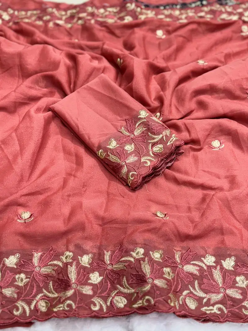 Star Floral Ah Star Georgette Embroidered Saree Collection