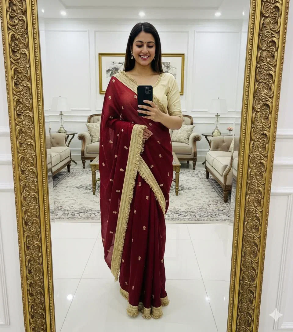 Bt 1309 Soft Fandy Sattin Silk Sequence Worked Saree Collection