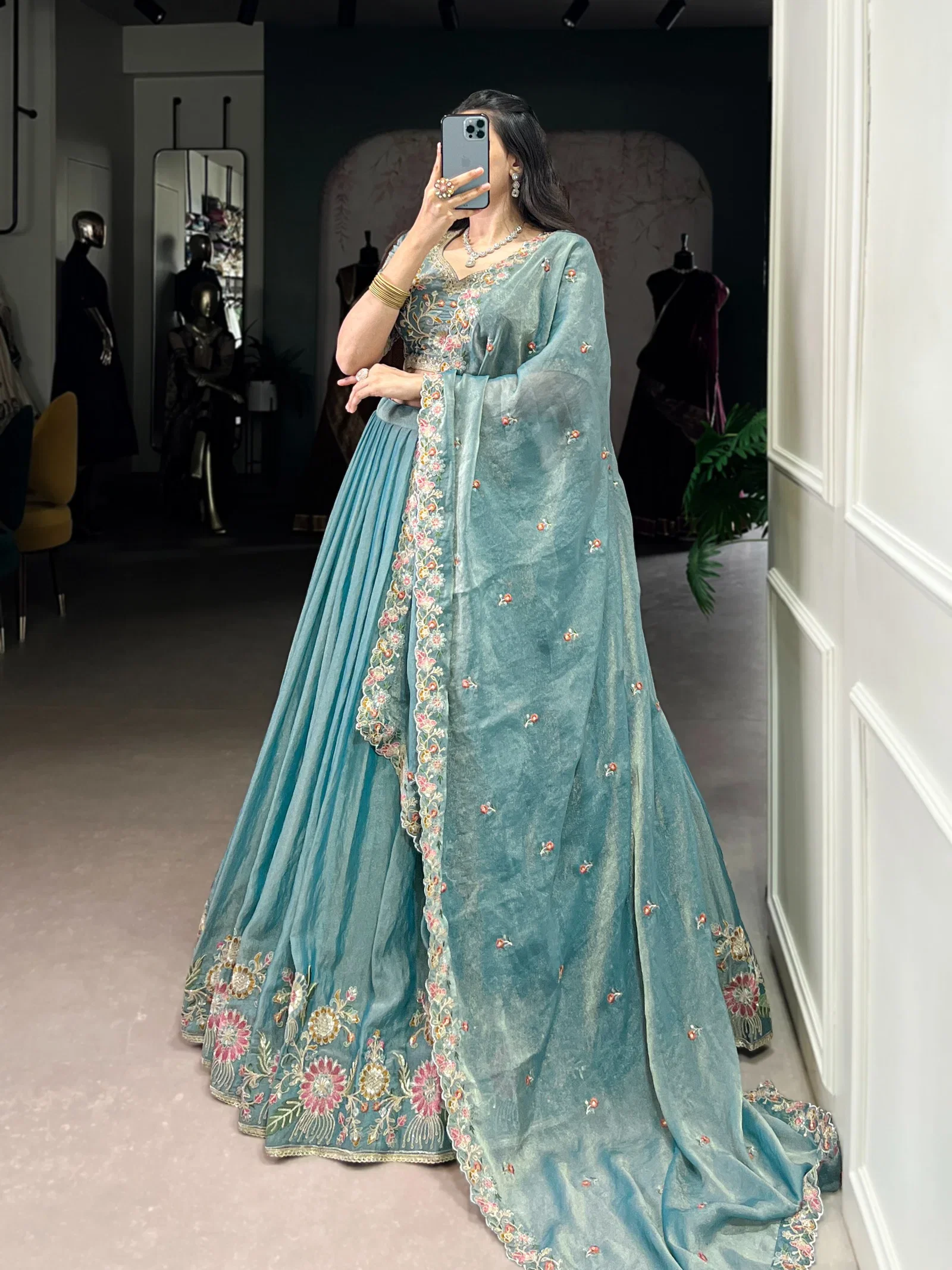 Taraa L 1450 Zari Shimmer Thread Embroidered Fancy Lehenga Choli