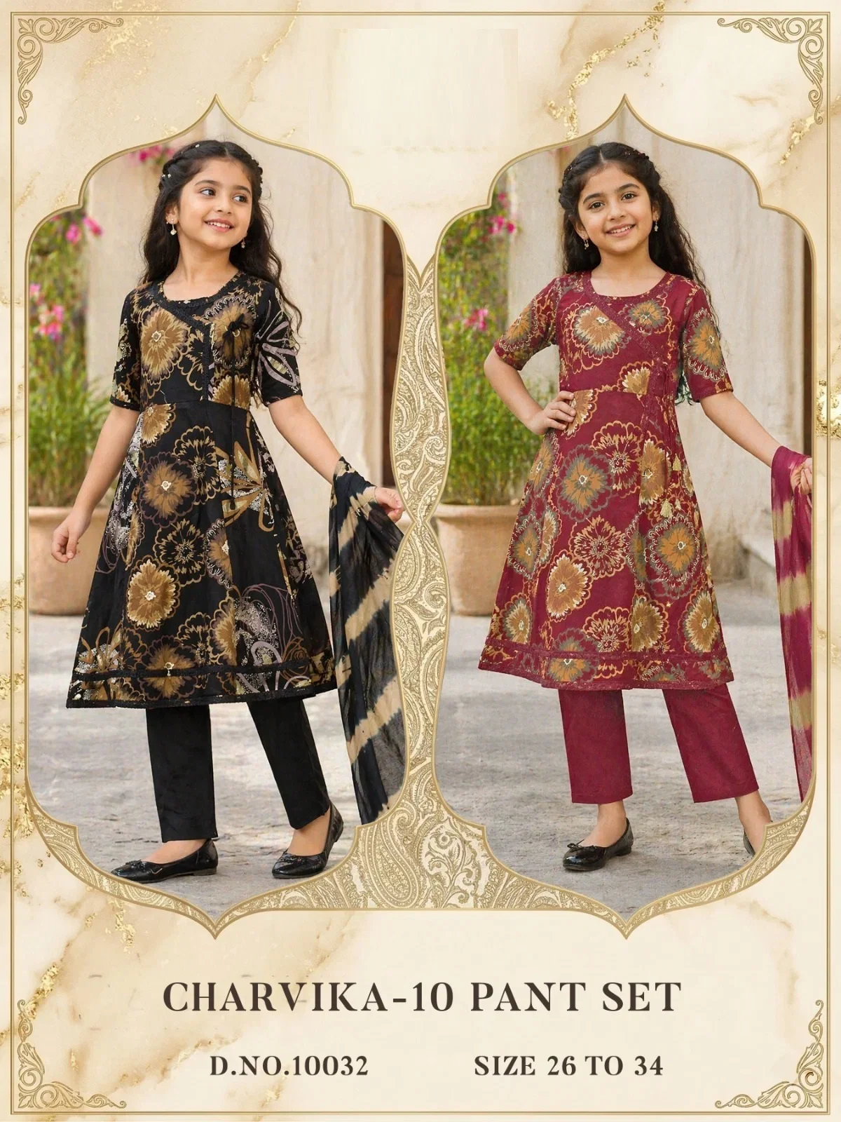 Charvika 10032 Rayon Kids Wear Kurti Pant And Dupatta Collection
