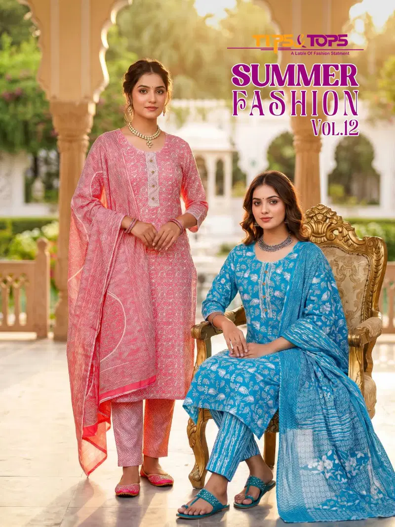 Tips And Tops Summer Fashion Vol 12 Cotton Printed Kurti With Bottom Dupatta