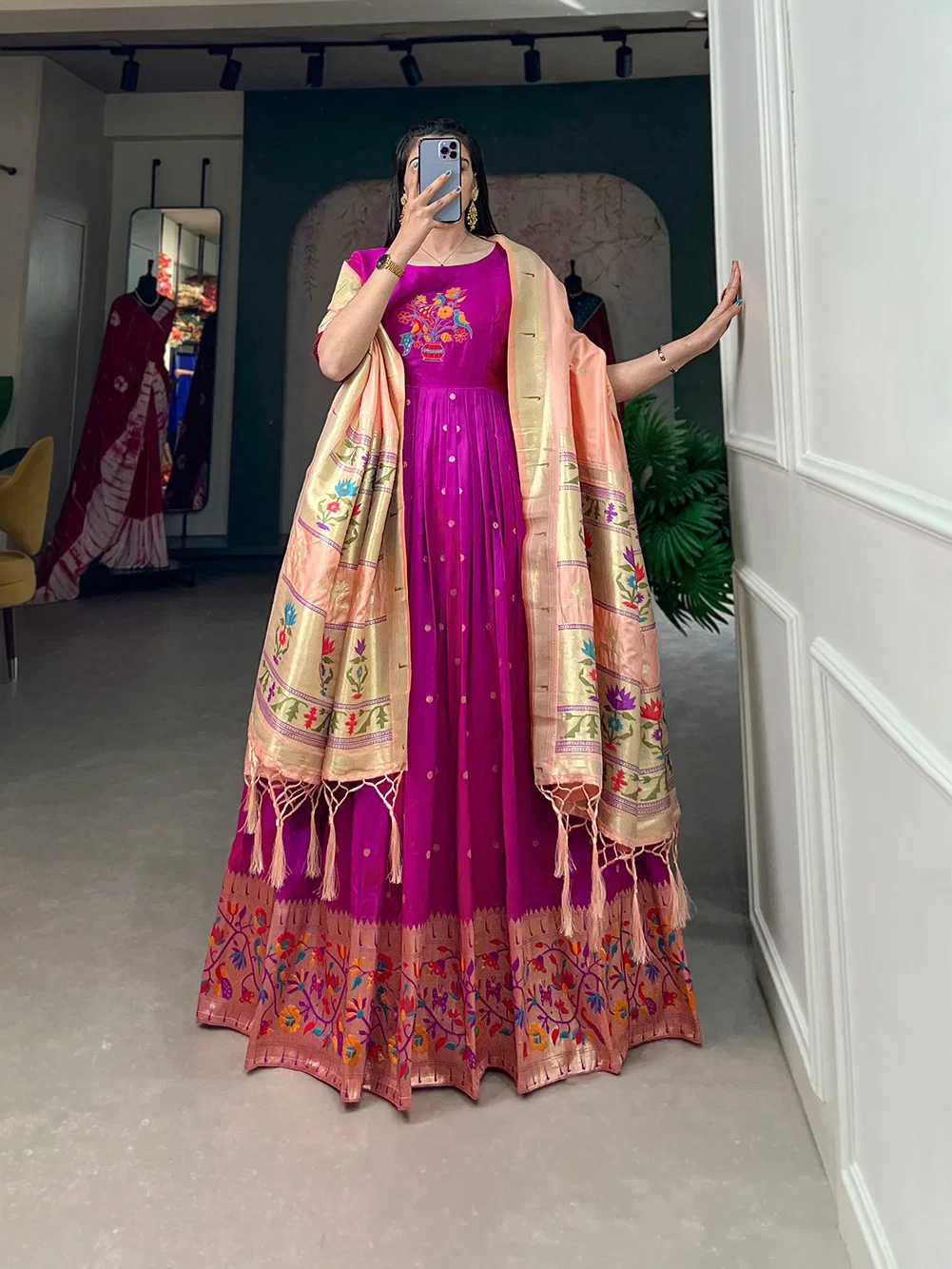 Taraa L 5302 Jacquard Silk Zari Weaving Gown With Dupatta Collection