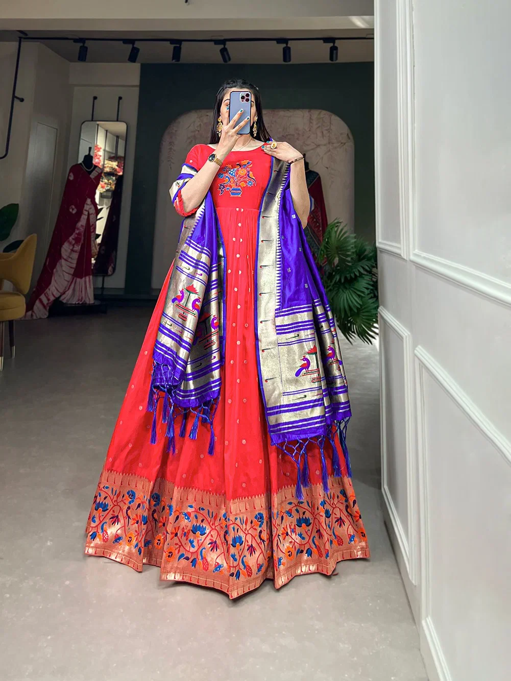 Taraa L 5302 Jacquard Silk Zari Weaving Gown With Dupatta Collection