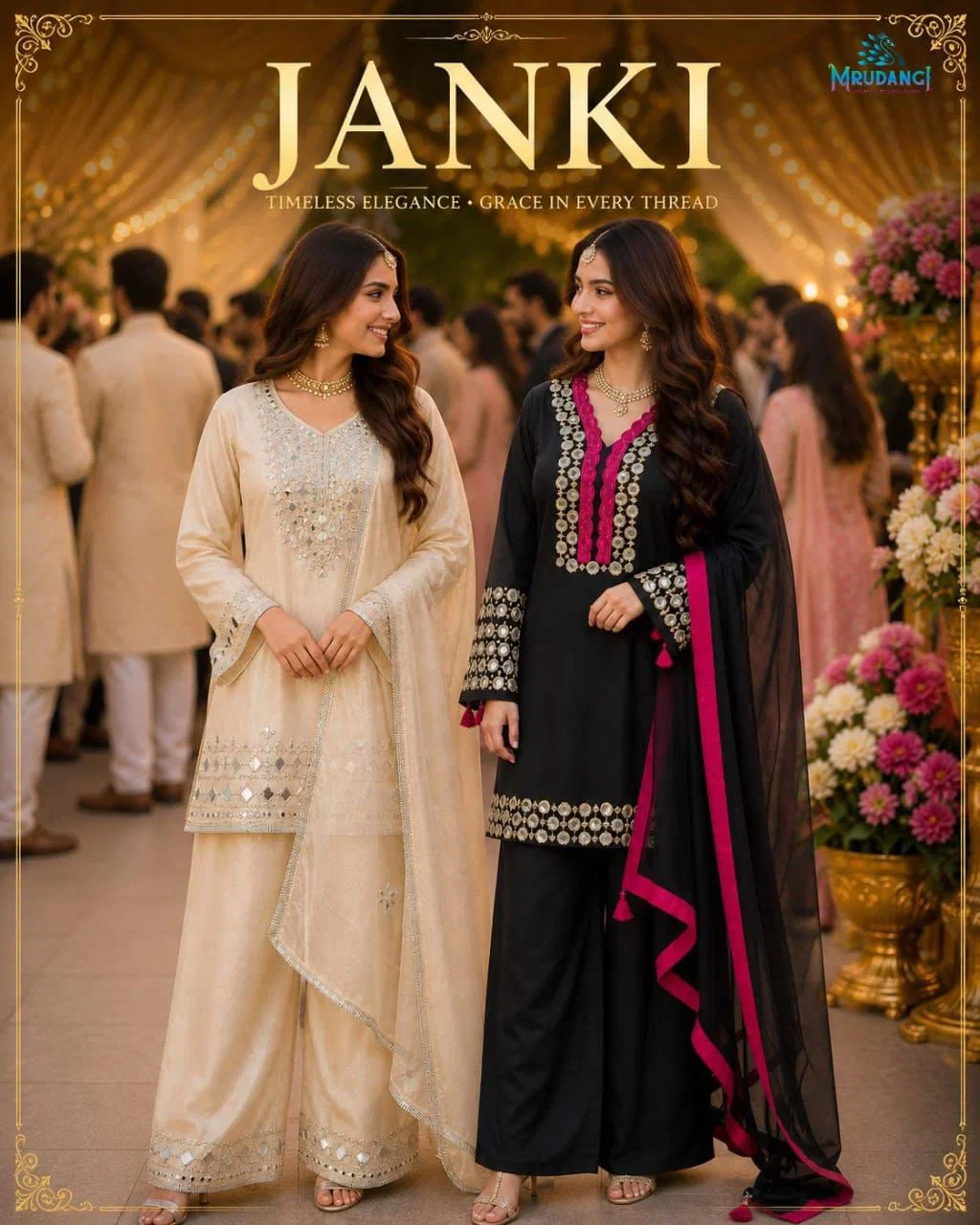 Mrudangi Janki Premium Silk Hand Mirror Worked Salwar Kameez Collection
