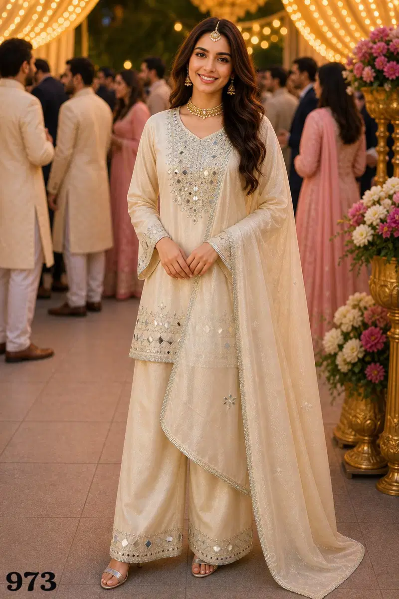 Mrudangi Janki Premium Silk Hand Mirror Worked Salwar Kameez Collection