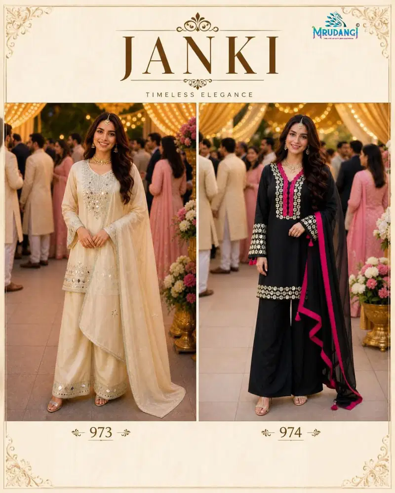 Mrudangi Janki Premium Silk Hand Mirror Worked Salwar Kameez Collection
