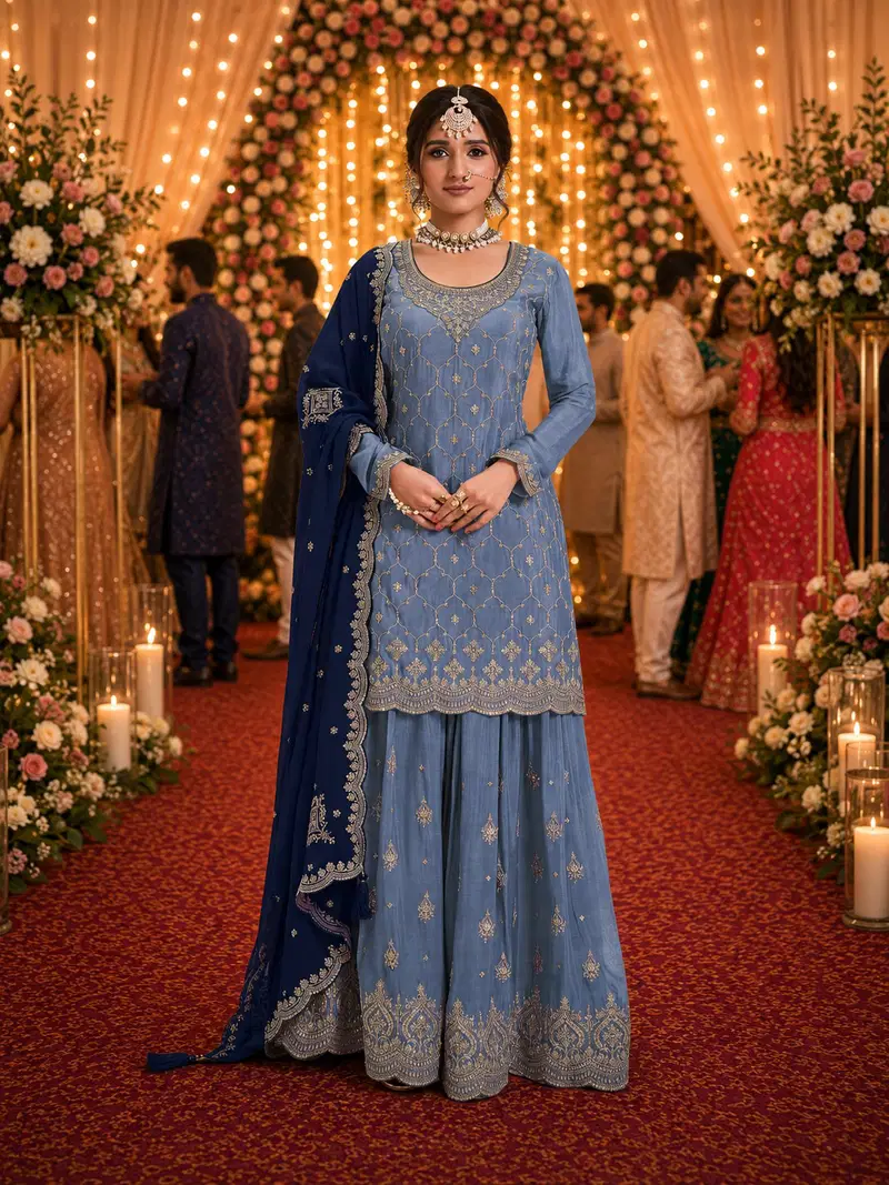 9Star Shiv Hit Chinon Sequence Worked Designer Salwar Kameez