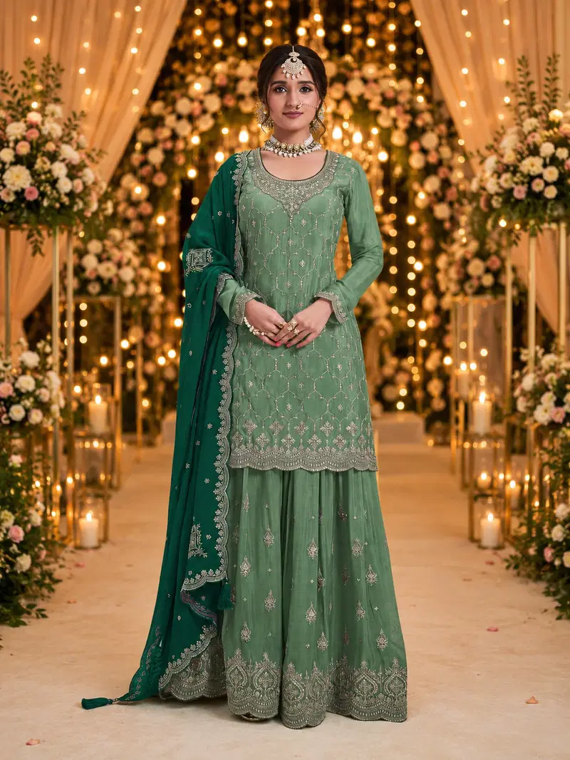 9Star Shiv Hit Chinon Sequence Worked Designer Salwar Kameez