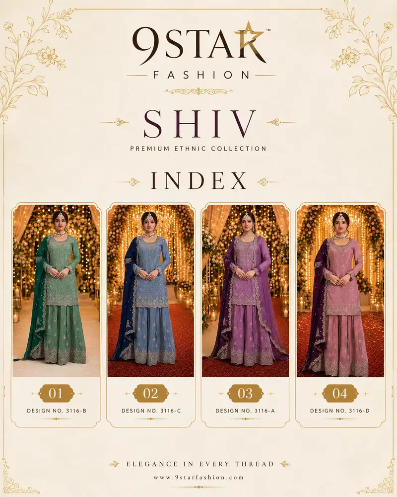9Star Shiv Hit Chinon Sequence Worked Designer Salwar Kameez