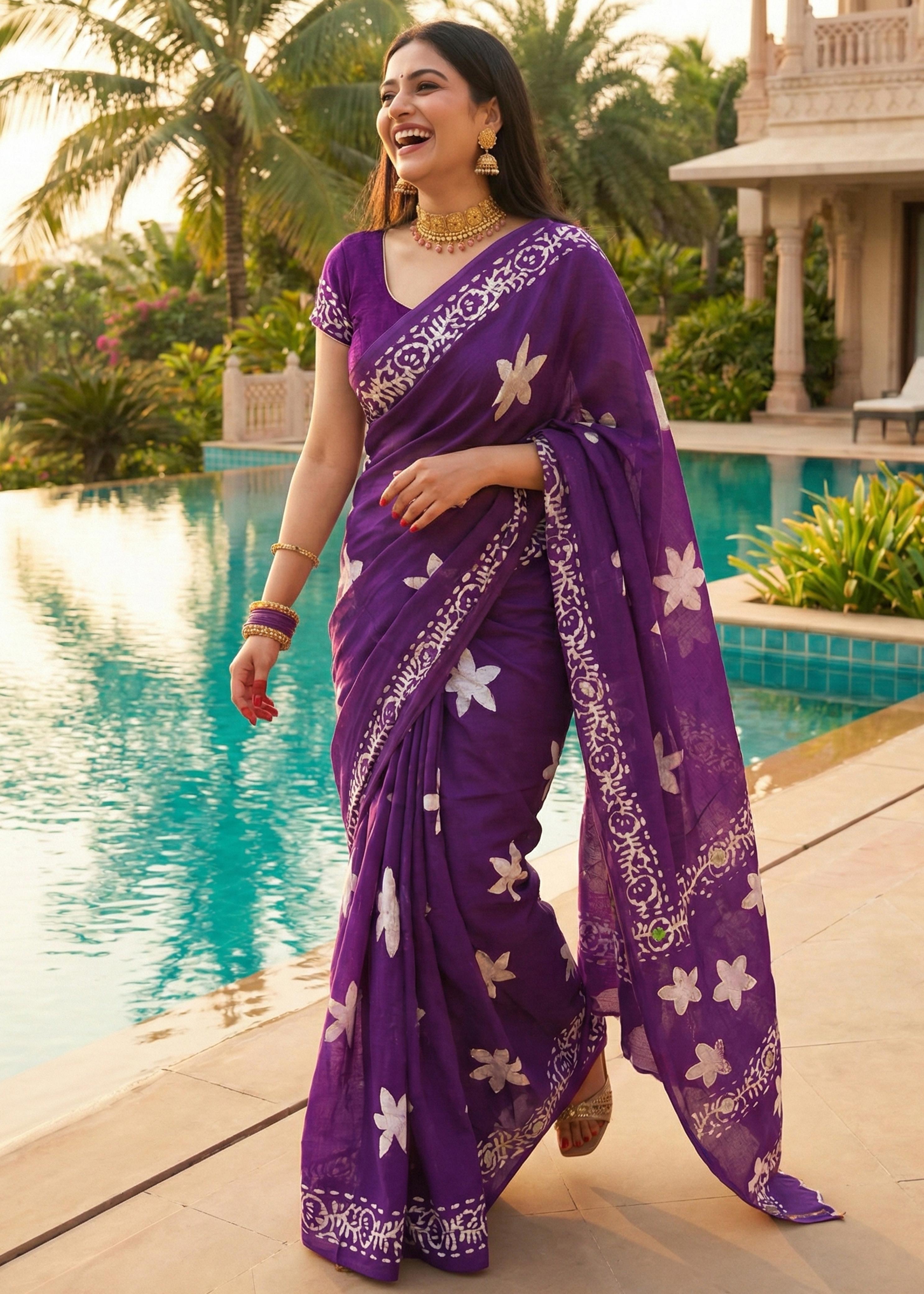 SM Yami 102 Cotton Chunri Block Print Saree
